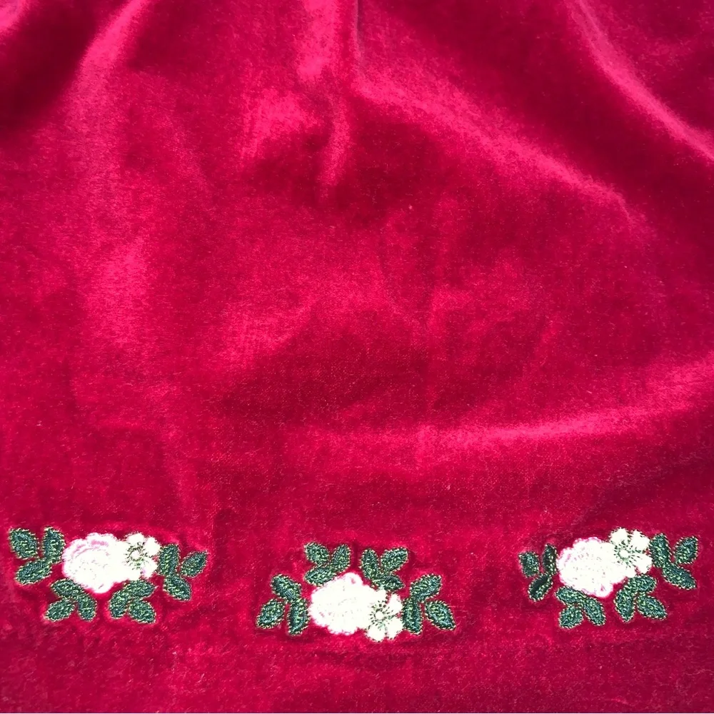 Gymboree Dress Red Velvet rose floral collar age 5 button‎ up back